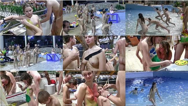 Video naturists relax naked in the pool Video naturists relax naked in the pool