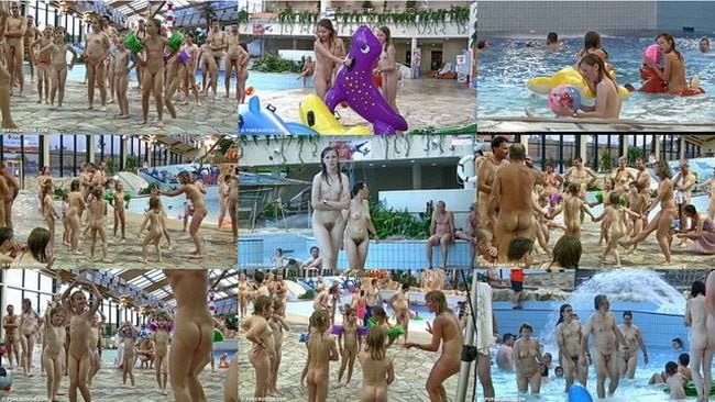 Nudists of all ages swimming in the water park video Nudists of all ages swimming in the water park video